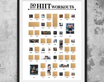 50 Best HIIT Workouts Scratch Off Poster - The CrossFit Bucket List - HIIT Workout - Crossfit Gifts - Workout Planner - Exercise Poster