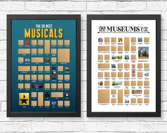 Musicals Scratch Off Poster and Museums Scratch Off Poster - Musical Theater Gifts - Museum Scratch Off - Musical Posters - Museum Posters