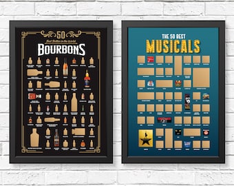 Bourbon Scratch Off Poster & Musicals Scratch Off Poster - Bourbon Gifts - Musical Theatre Gifts - Bourbon Posters - Broadway Posters