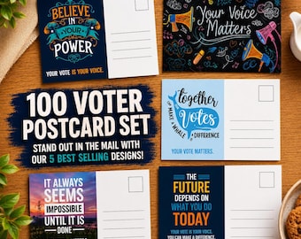 Postkarten an die Wähler 100er-Packung, gemischte Wählerpostkarten, Holen Sie sich die Abstimmungspostkarten raus, Wählerpostkarten, politische Postkarten Schütte