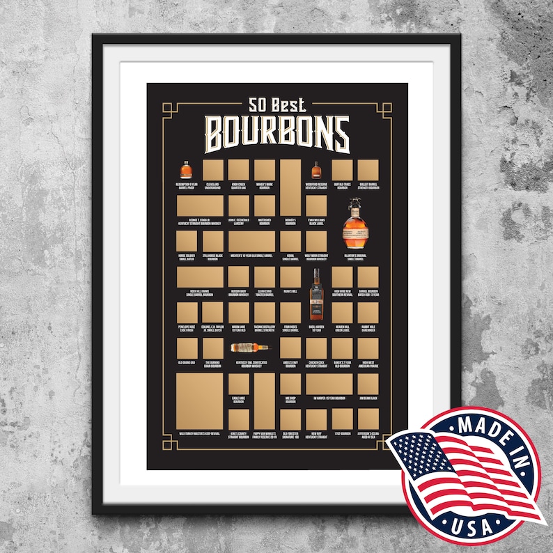 50 Best Bourbons scratch off poster