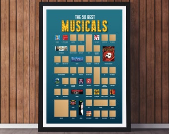 Poster 50 meilleures comédies musicales à gratter