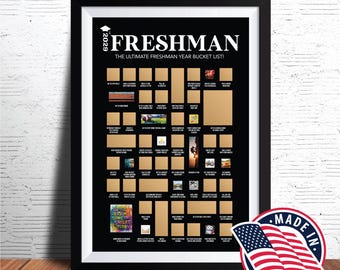 First Day of School Freshman Year Poster, Class of 2029 Gifts, High School Freshman Gifts, Freshman Year Bucket List, Teen Room Decor