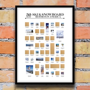 scratch off ski and snowboard bucket list poster