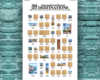 World Bucket List Scratch Off Poster, Travel Map, Travel Gifts, Wanderlust Decor, Adventure Poster, Scratch Off World Travel