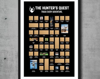 Hunting Scratch Off Poster, The Hunter’s Bucket List, Best Hunting Gifts for Him & Her, Hunting Wall Art, Hunting Decor, Outdoorsman Gift