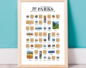 50 beste Amerikaanse nationale parken krasposter, nationale parken bucketlist, kaart nationaal park, wandelcadeaus, poster nationaal park, wandelkunst