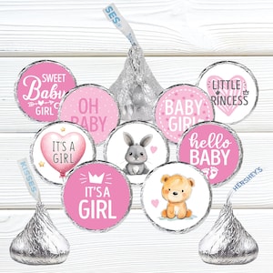 It's a Girl Stickers for Chocolate Kisses - Sweet Baby Girl Baby Shower Labels - Baby Shower Stickers for Hershey's Kiss or Reeses Cup