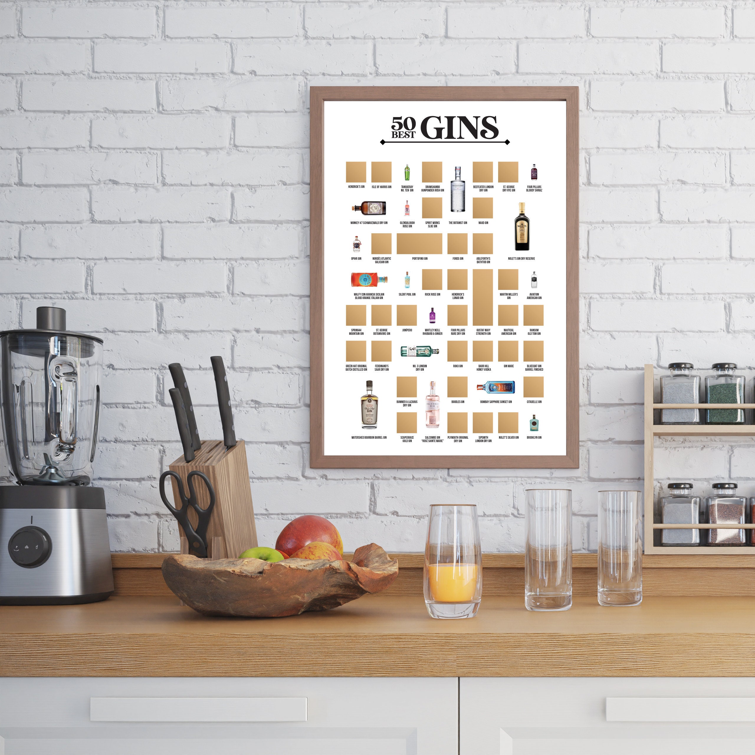 50 Best Gins Scratch off Poster, Gin Bucket List, Gin Lovers Gift