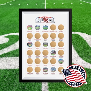 Scratch Off poster voetbalstadion: kaart voetbalstadion, voetbaldecor, NFL Scratch Off-bucketlist, voetbalstadionkunst, cadeaus NFL-team