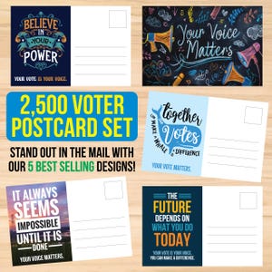 Set di 2.500 cartoline per gli elettori - Cartoline Il tuo voto conta - Cartoline per il voto in blocco - Cartoline per gli elettori 4 x 6 - Cartoline vuote per il voto da inviare per posta