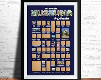 50 Best Museums Scratch Off Poster - Museum Bucket List - Museum Poster - Gifts for Artists - Museum Scratch Off Poster - Museum Gifts