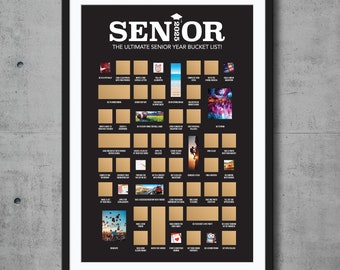 High School Senior Gifts - Class of 2025 Bucket List Poster - The Ultimate High School Senior Year Bucket List Scratch off Poster