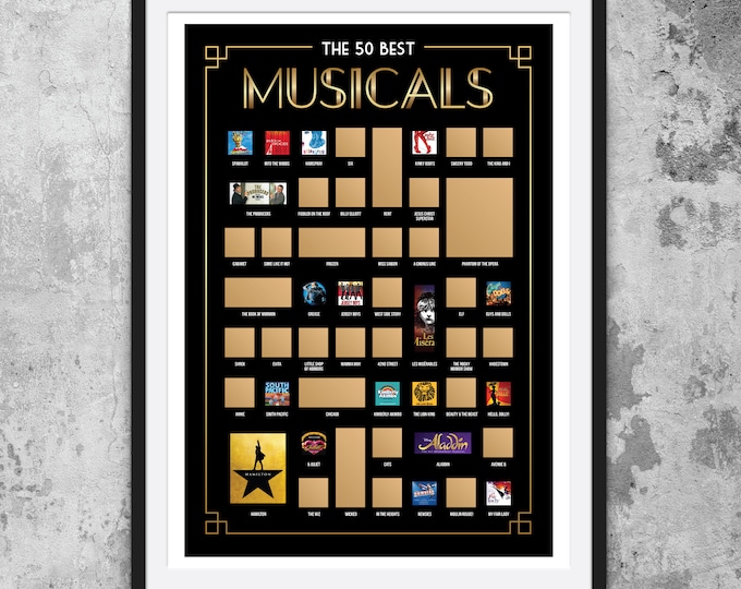 50 Best Musicals Scratch Off Poster, Broadway Musicals Scratch Off, Musical Theatre Poster, Broadway Gifts, Broadway Wall Art, Musical Decor