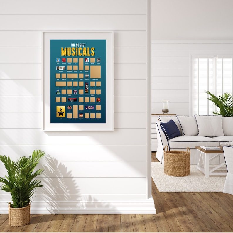 50 Best Musicals Scratch off Poster, Musical Theater Gifts, Broadway ...