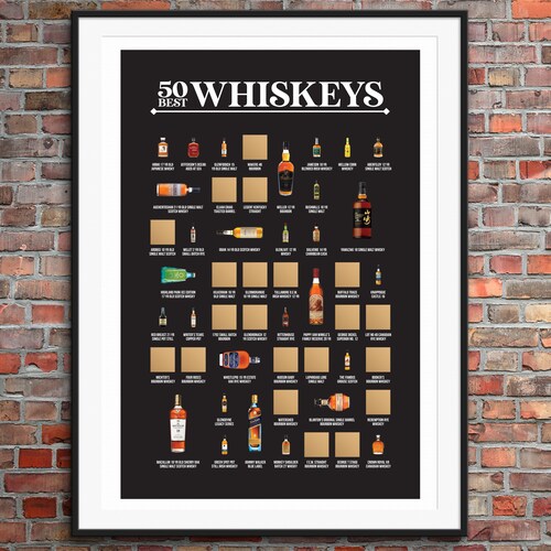 50 Best Bourbons or Whiskey Scratch off Poster for Whiskey Etsy