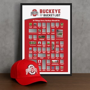 Ohio State Bucket List Scratch Off Poster, Ohio State Buckeyes Art, Ohio State Gifts, Ohio State Poster, Ohio State Decor, OSU Brutus Sign
