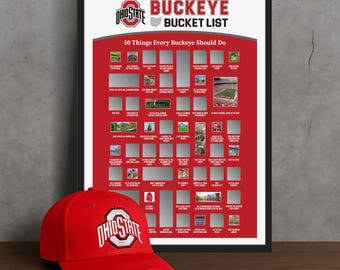 Ohio State Bucket List Scratch Off Poster, Ohio State Buckeyes Art, Ohio State Gifts, Ohio State Poster, Ohio State Decor, OSU Brutus Sign