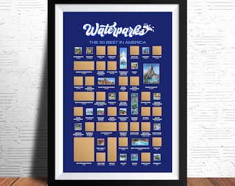 Waterparks Scratch Off Bucket List Poster, 50 USA Adventures