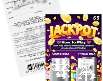 Pregnancy Announcement Lottery Scratch Off Tickets - For Baby Announcements to Husband, Grandparents, Family and Friends - Baby Announcement