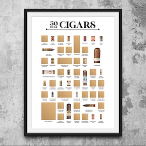 50 Best Cigars Scratch Off Poster - Cigar Bucket List - Cigar Gifts for Men - Cigar Print - Cigar Poster - The "Must Have" Cigar Accessory!