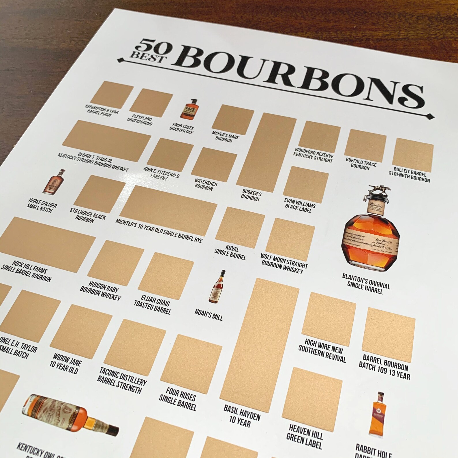 50 Best Bourbons Scratch Off Poster The Bourbon Bucket List Etsy