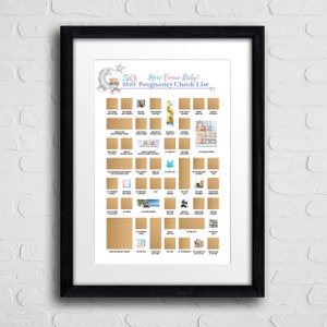 Póster de embarazo para raspar - Regalo para baby shower - Regalo de embarazo - Regalo para futura mamá - Planificador de embarazo - Lista de verificación de embarazo