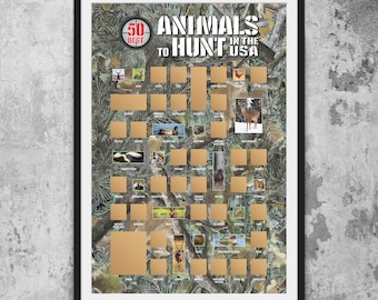 Hunting Scratch Off Poster, Hunters Bucket List, Hunting Gifts for Men, Hunting Wall Art, Gifts for Hunters, Hunting Decor, Outdoorsman Gift