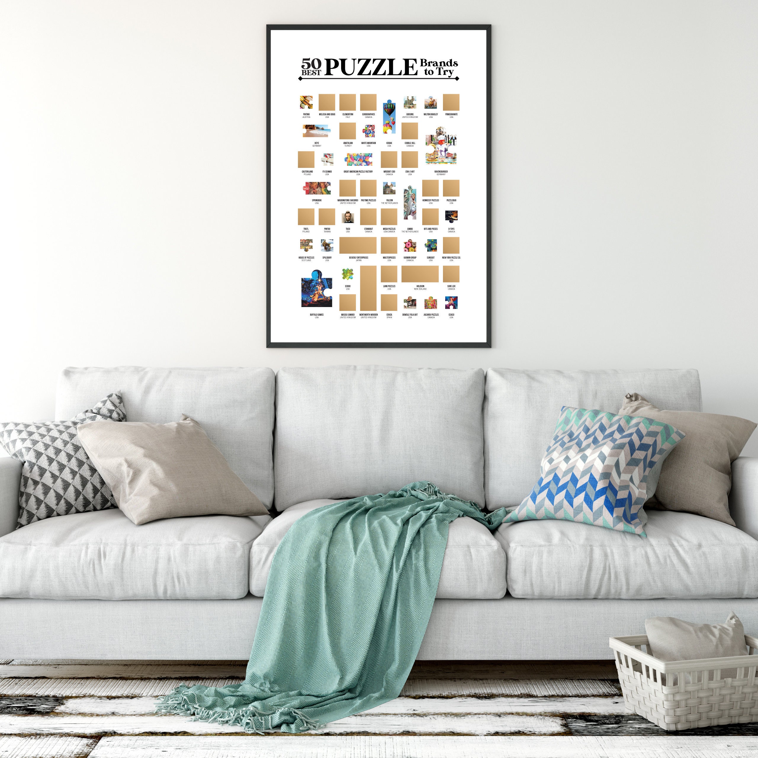 50 Best Puzzle Brands to Try Scratch off Poster the Jigsaw Etsy