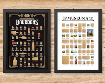 Bourbon Scratch Off Poster & Museums Scratch Off Poster - His and Hers Gifts - Bourbon Gifts - Museum Gifts - Bourbon Poster - Museum Poster