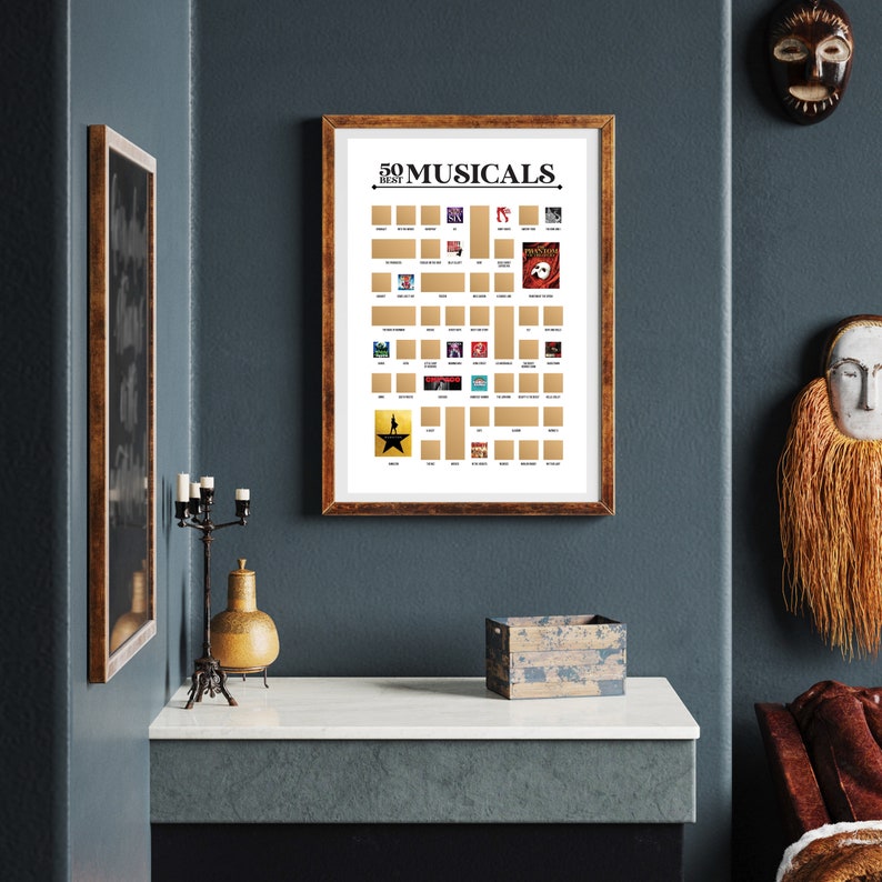 50 Best Musicals Scratch off Poster, Broadway Scratch off Poster ...