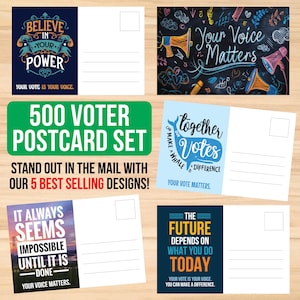500 Voter Postkarten Set - Postkarten your Vote Matters - Voter Postkarten Schüttgut - Postkarten an Wähler 4 "x 6" - Vote Blank Postkarten für den Versand