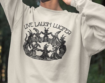Live Laugh Lucifer Crewneck Sweatshirt | Halloween Sweatshirt | Spooky Season