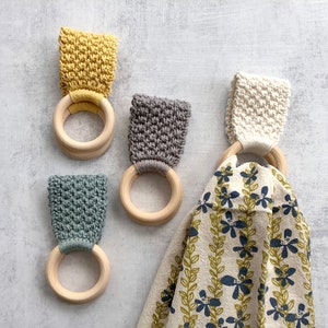 Handmade Towel Holder / Crochet Towel Ring / Hanging Kitchen Towel Holder