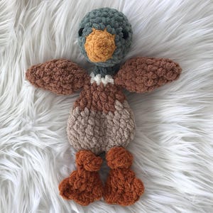Mallard Duck Lovey / Crochet Duck Snuggler / Handmade Plush Duck / Baby Shower Gift / Farm Nursery Decor