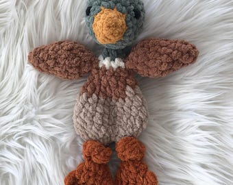 Crochet Mallard Duck Lovey: Handmade Chenille Snuggler