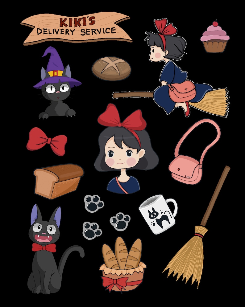 kikis delivery service printable stickerstudio ghibli etsy