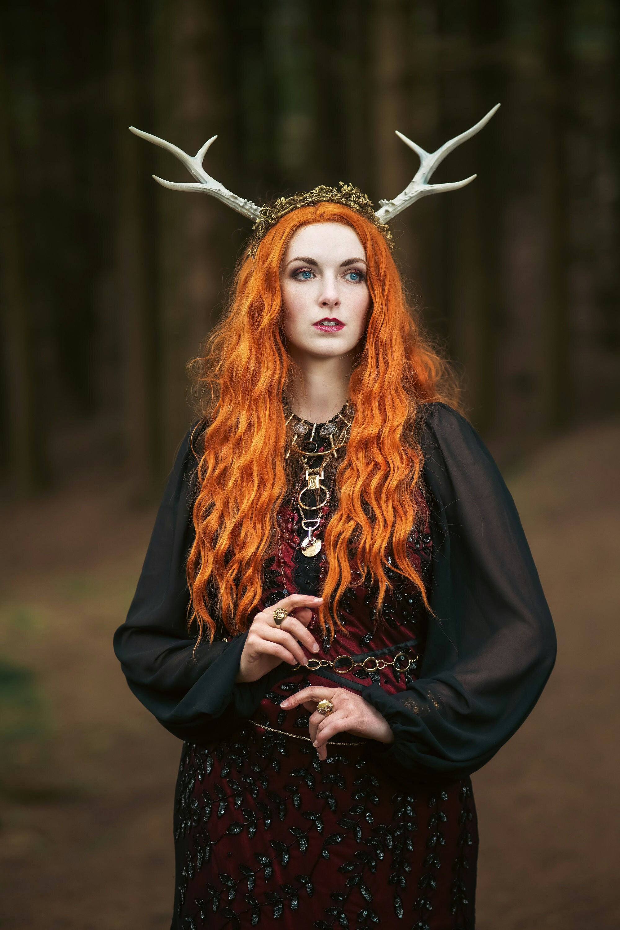 Woodland headdress-folklore,pagan,cosplay,larp,wearableart,darkvibe,costumes,ghotic,darkfantasy,darkfashion,witches,renfaire,norsepagan