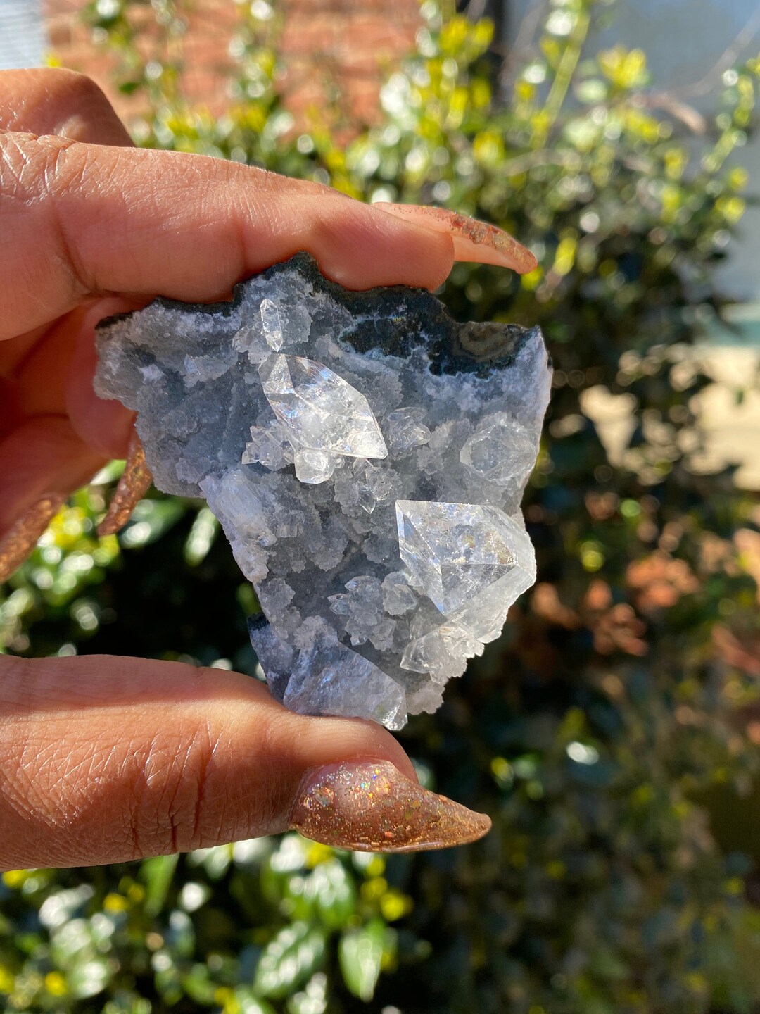 Druzy Dripping AAA Calcedonia gris de calidad y racimo de apofilita ...