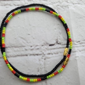 Rastafarian Anklet, Set of 2 Beads Anklets, African bead Anklets, Ankle Jewelry
