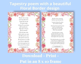 Corrie Ten Boom Tapestry Poem With Floral Border Design 8 X
