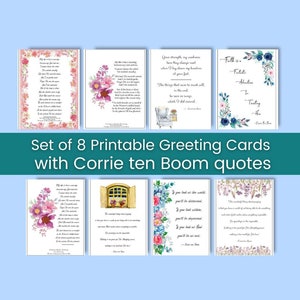 Ensemble de cartes de voeux de citation de Corrie ten Boom | Imprimez, coupez et pliez | assortiment de 8 cartes imprimables