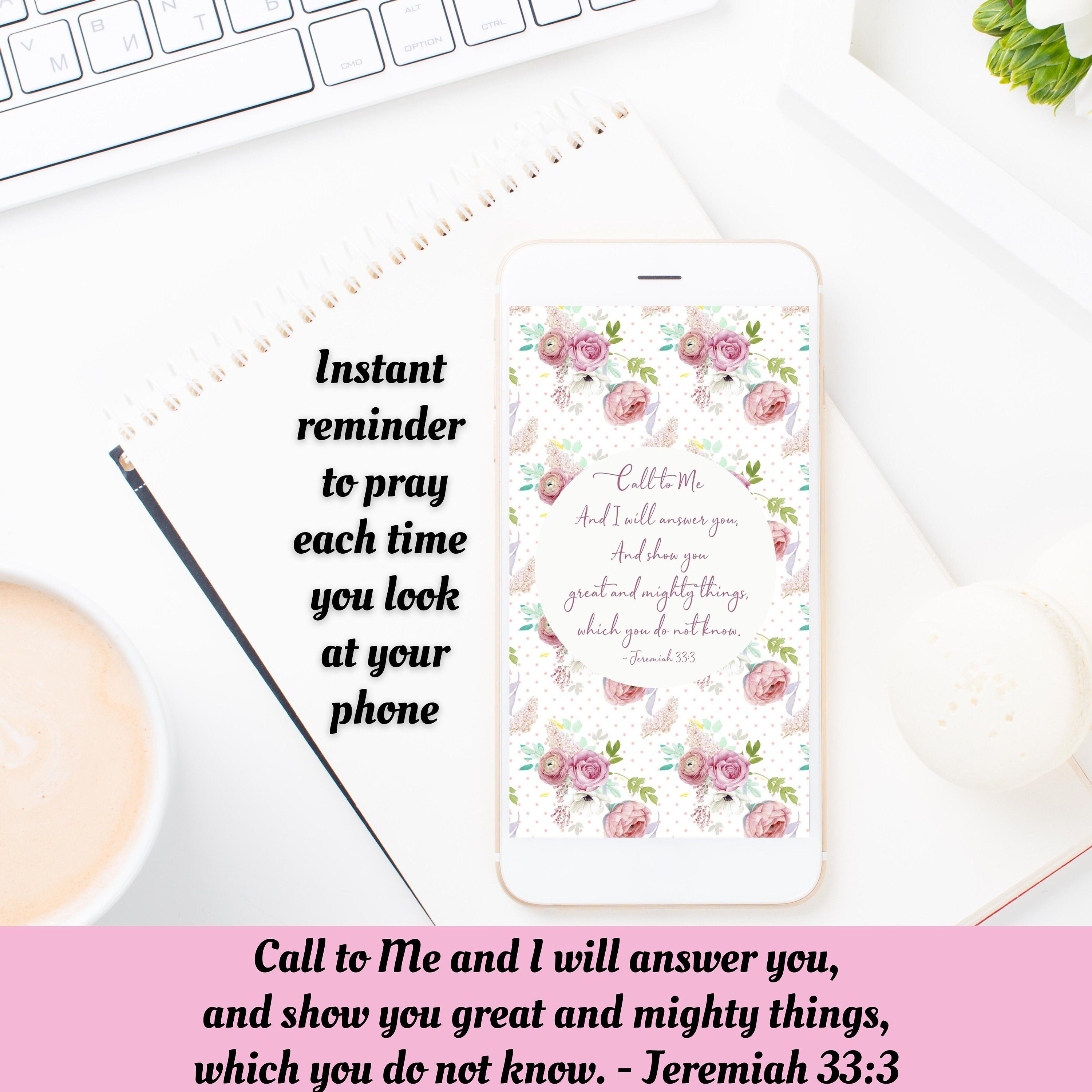 Cell Phone Wallpaper With Jeremiah 33 3 Bible Verse Standard Etsy Finland