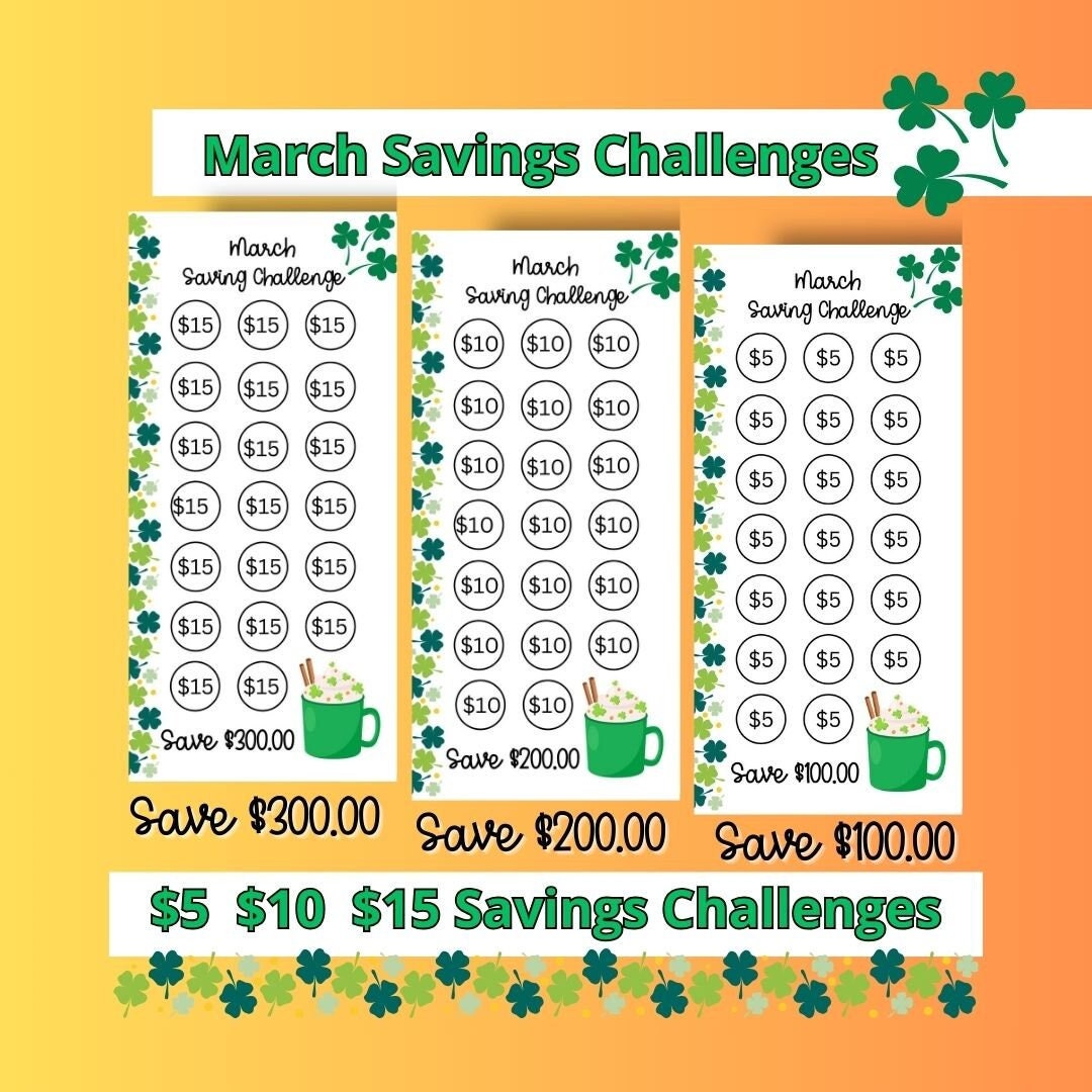 March Saving Challenges - Etsy