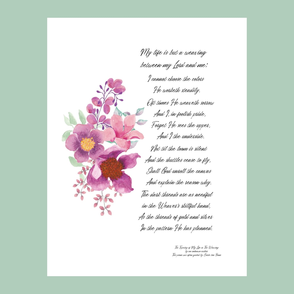 The Weaving or My Life is a Tapestry Poem was often read by Etsy