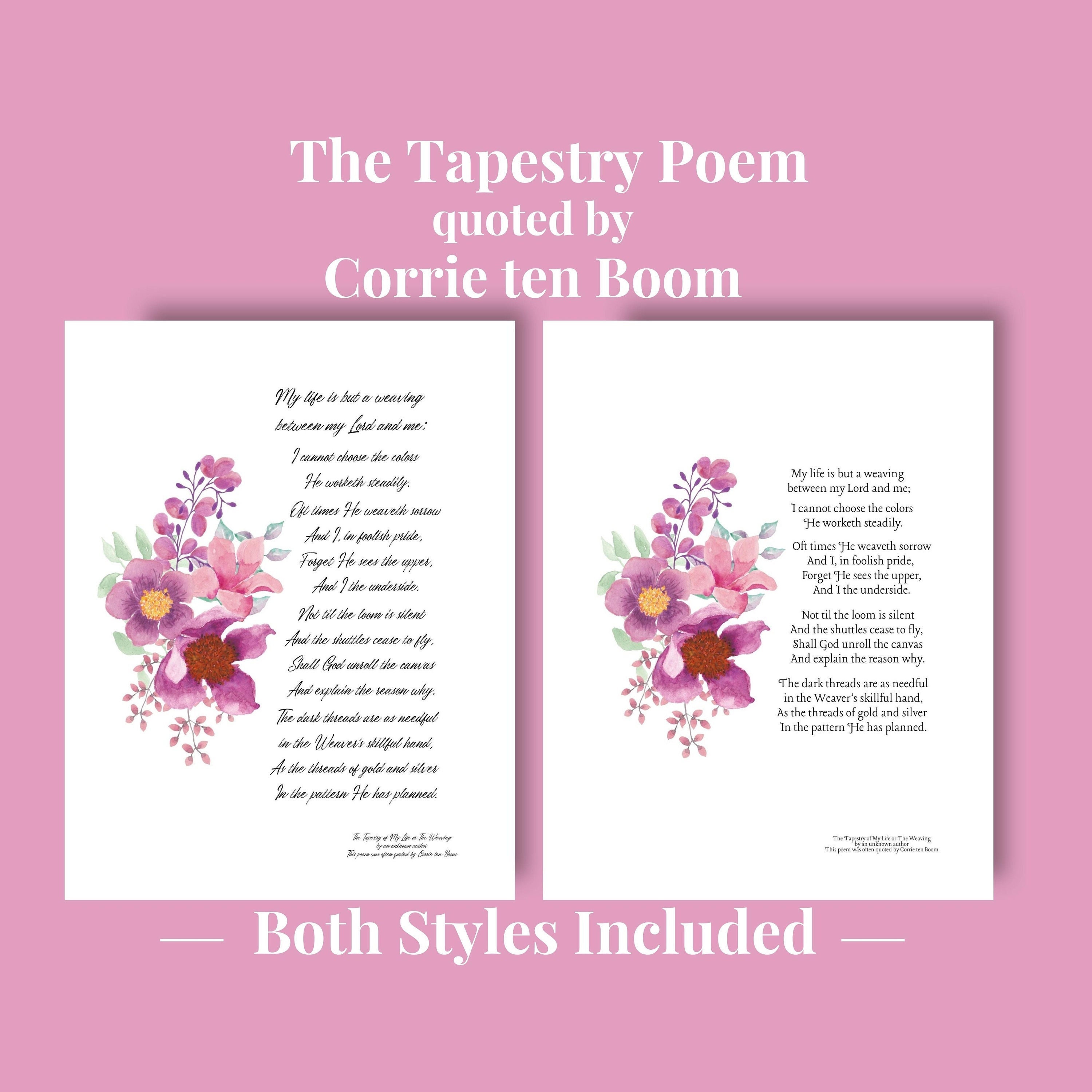 The Weaving or My Life is a Tapestry Poem Often Read by Corrie Ten Boom