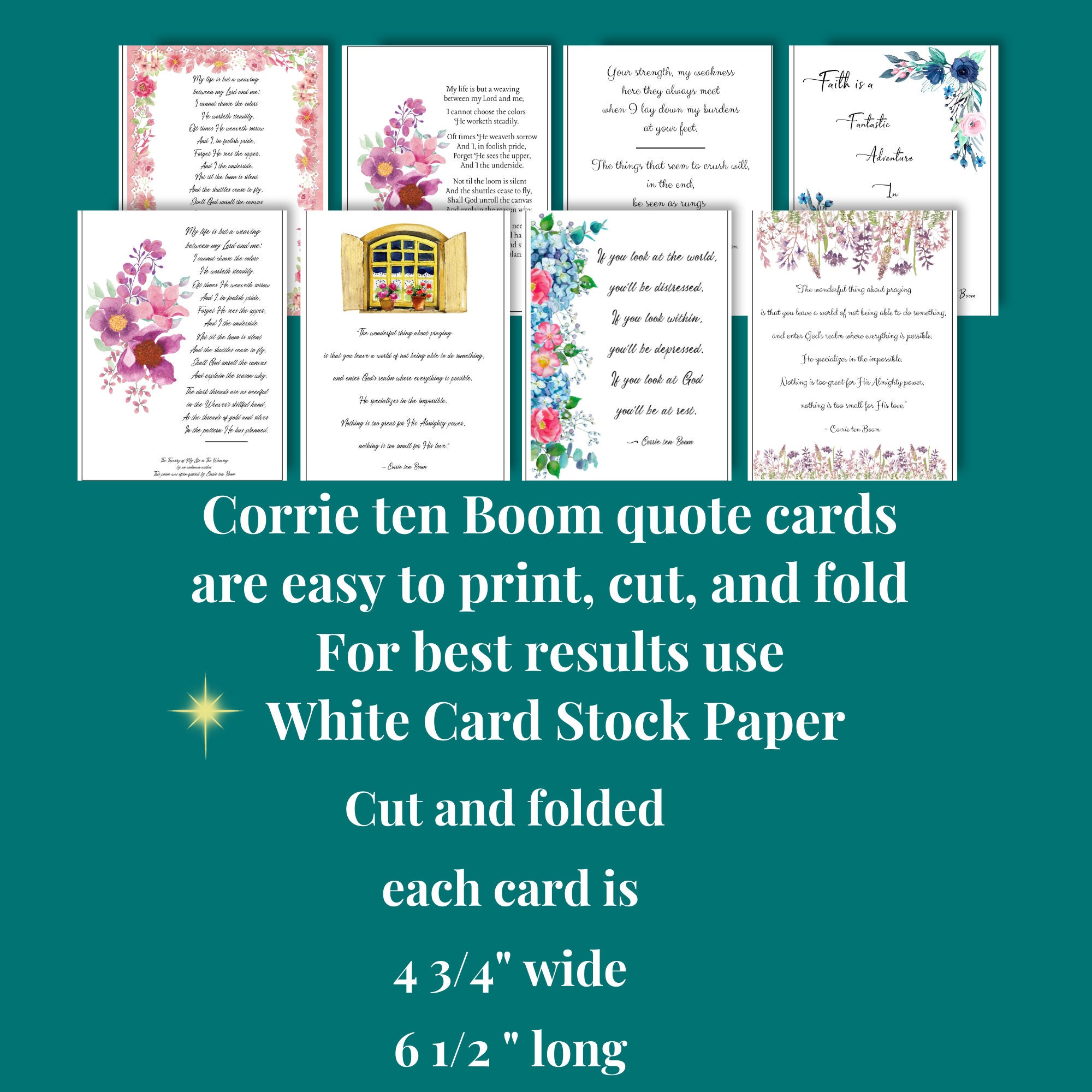 Corrie Ten Boom Quote Greeting Card Set | Print, Cut and Fold ...