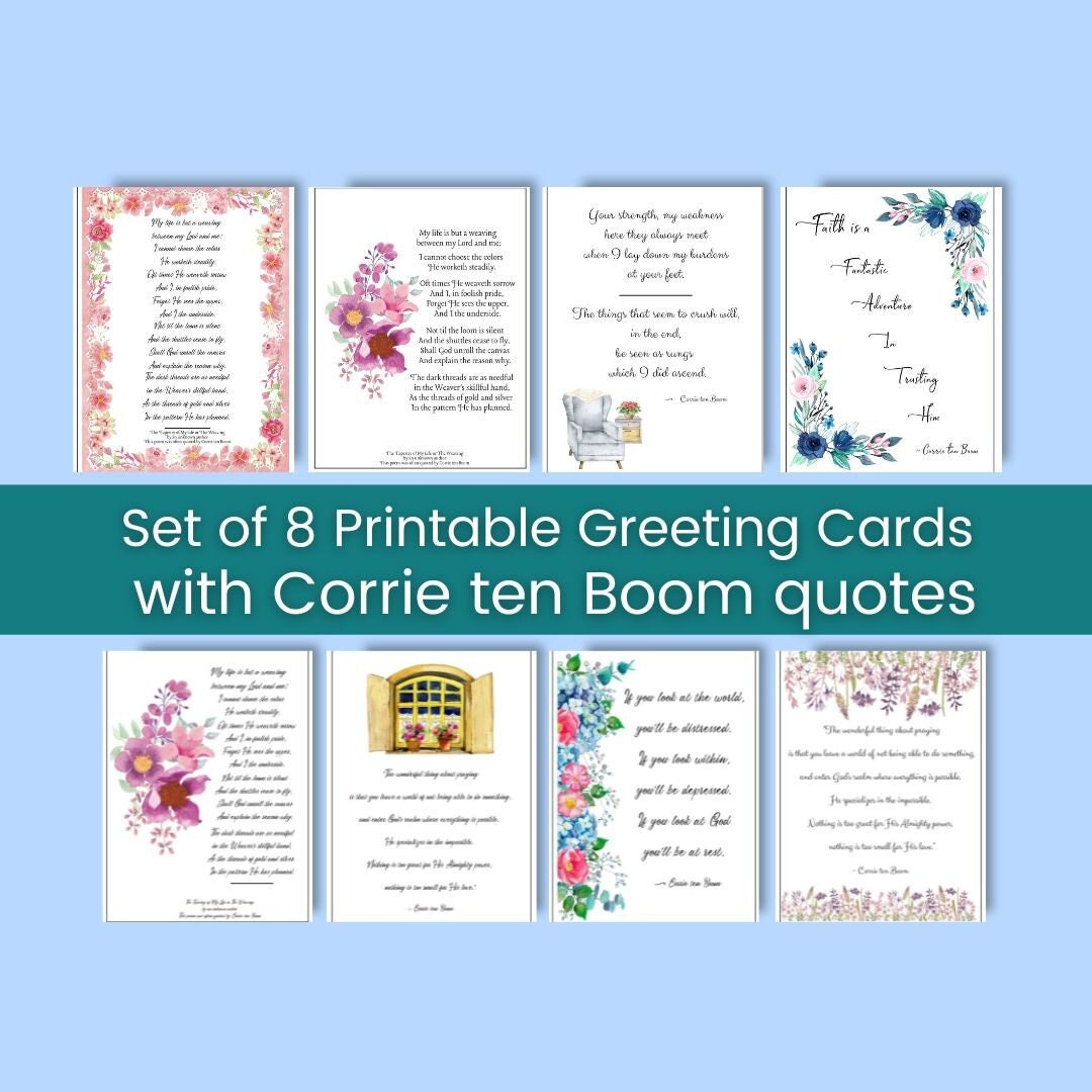 Corrie Ten Boom Quote Greeting Card Set | Print, Cut and Fold ...
