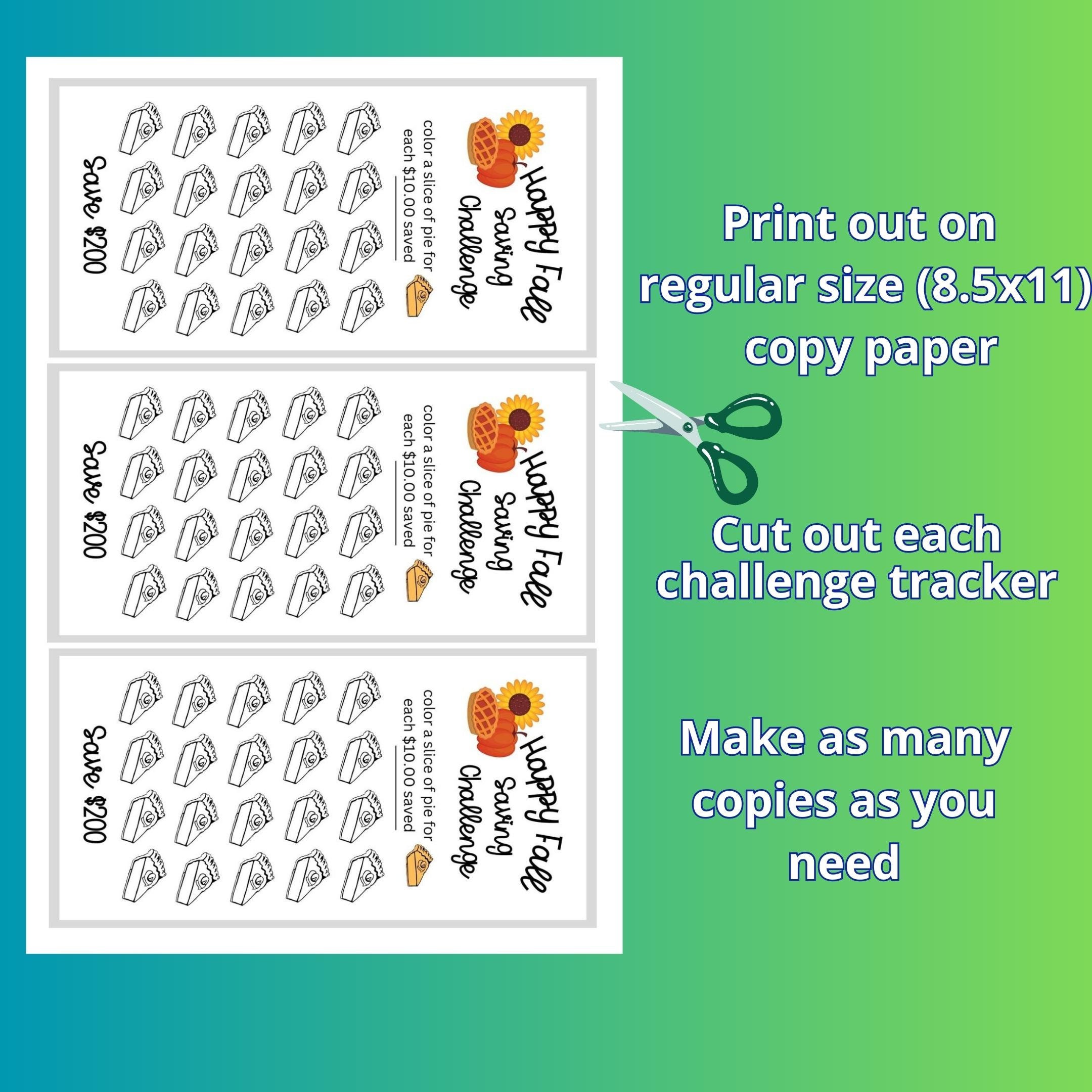 Fall Tracker Form Printable Fall Saving Challenge Tracker - Etsy