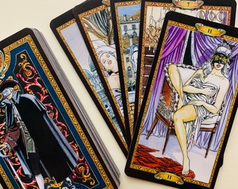 Three of Swords: often this card indicates sex without emotions or love but  I find that in Casanova Tarot it often represents sadomasochism,  interestingly enough! #sextarot: tarot